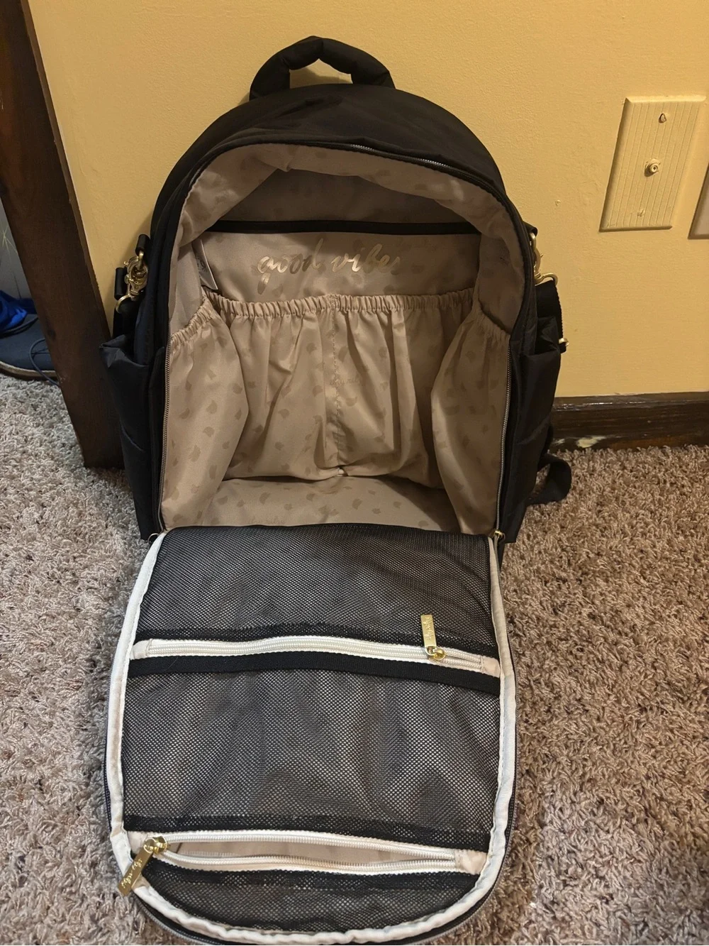 Itzy Ritzy Black Puffer Baby Bag Backpack